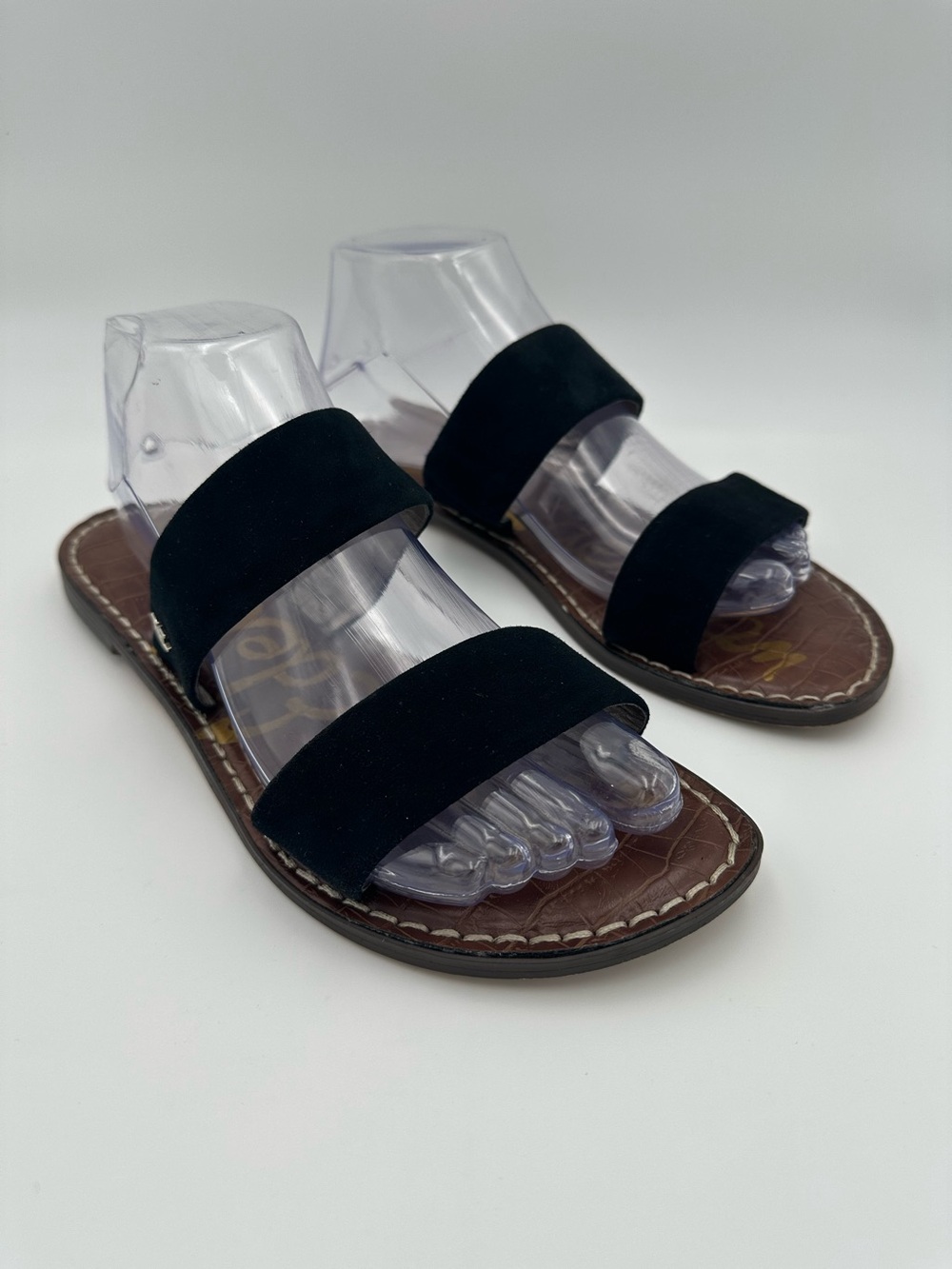 Sam Edelman GALA Black Suede Double Strap Sandals Size 8.5 - Picture 2 of 9